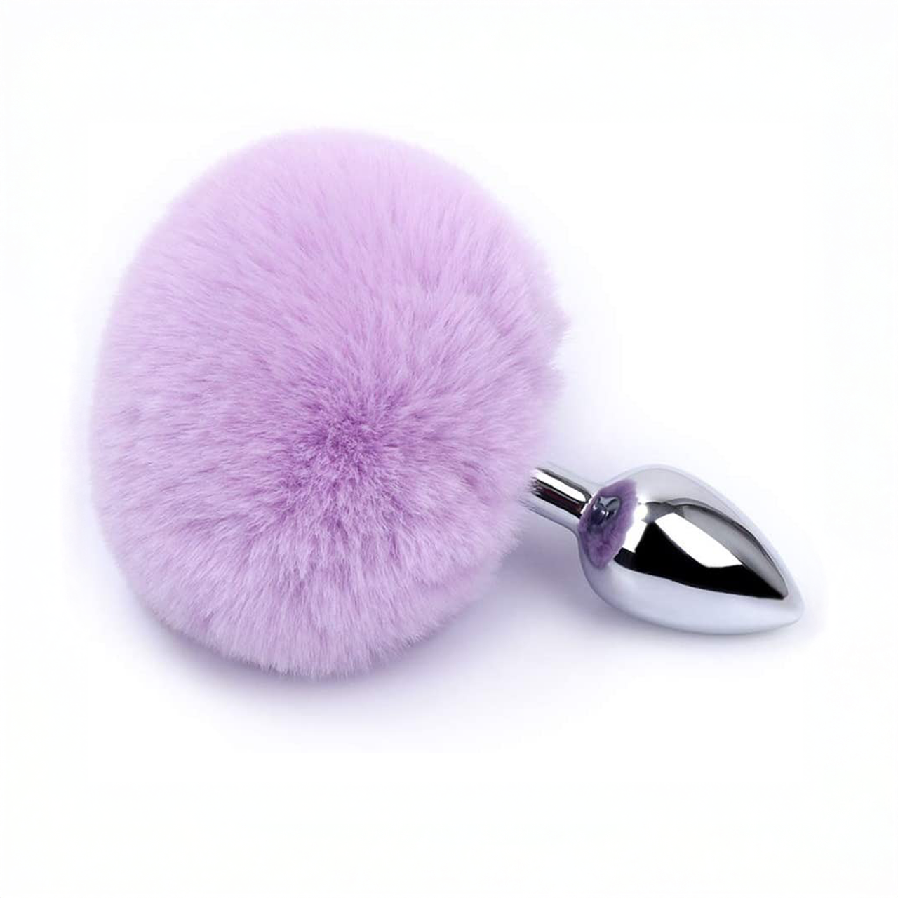 60 - Plug Anal con Cola de Conejo – Acero + Pompón Lila